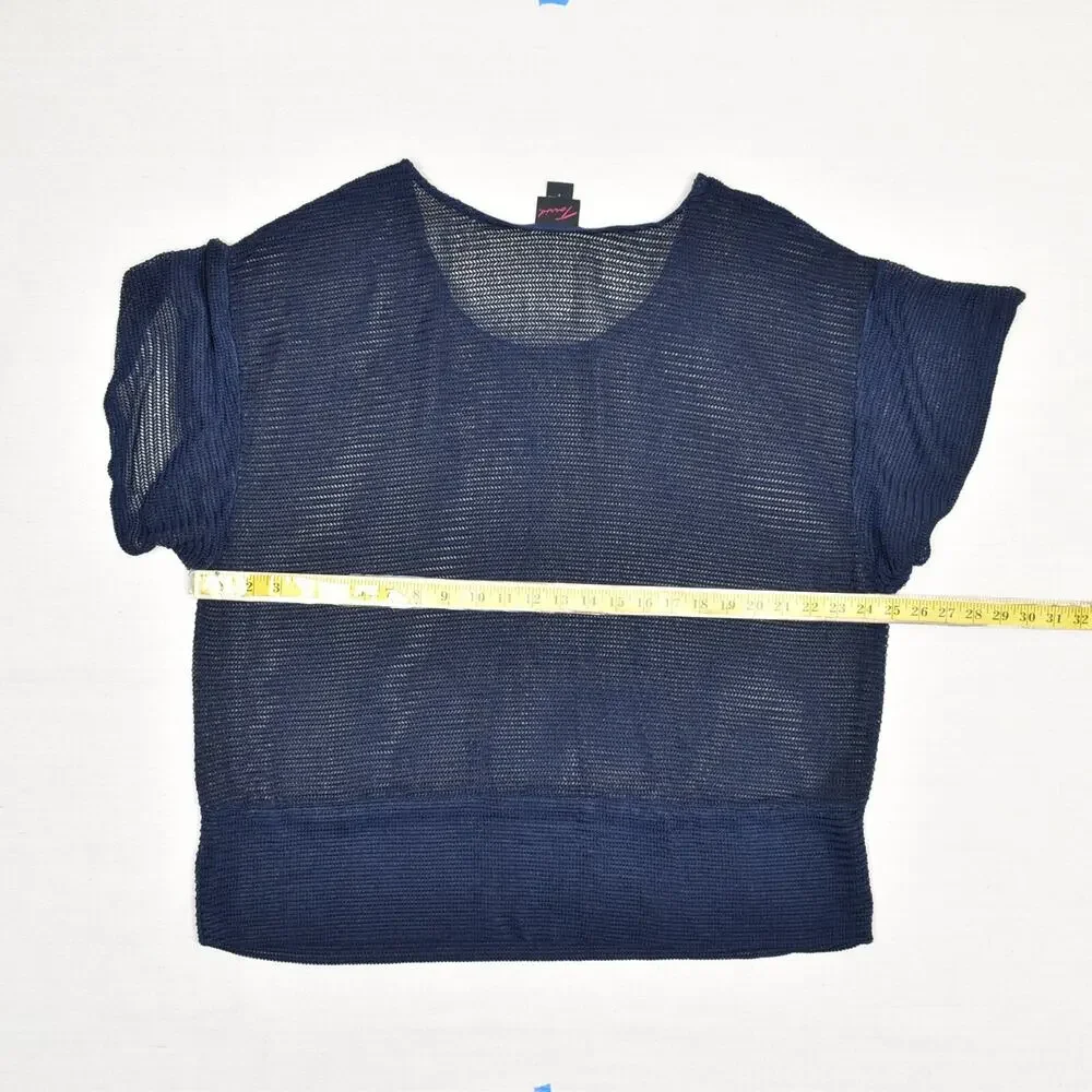 Torrid Women Blouse Knit Short Sleeve Solid Crew Neck Polyester Blue Plus Size 3 - Picture 4 of 8